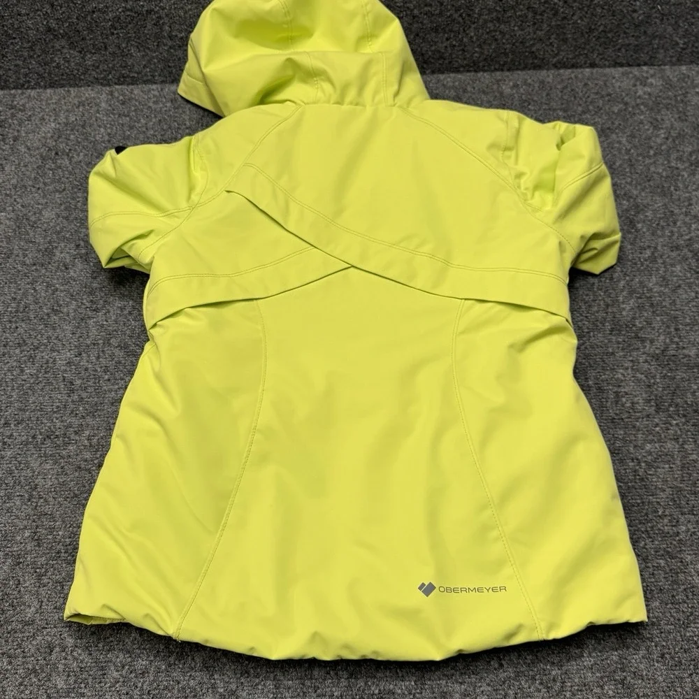 Obermeyer Ski Jacket Teen‎ L 14-16 Neon Lime Green Hooded Winter Coat Gorpcore